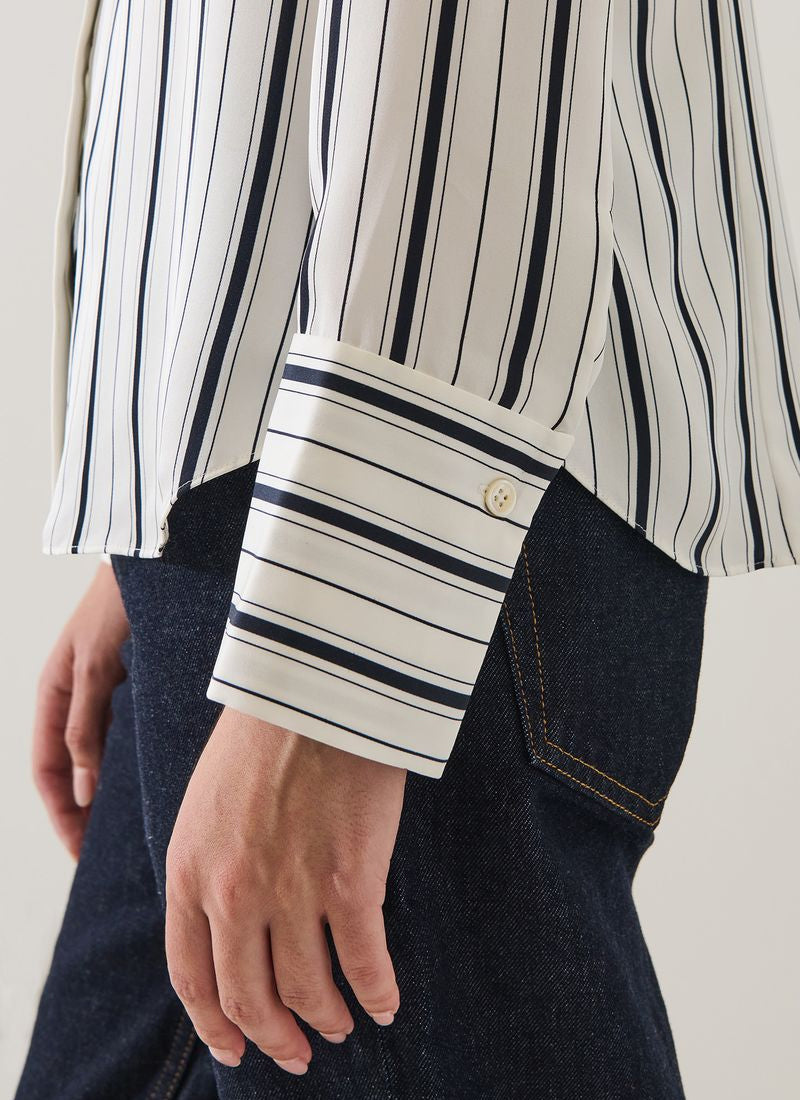  Long Sleeve Silk Satin Relaxed Shirt by Patrick Assaraf at Andrews 