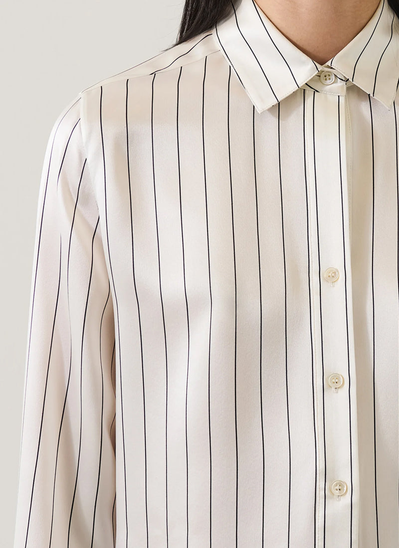 Long Sleeve Silk Satin Relaxed Shirt