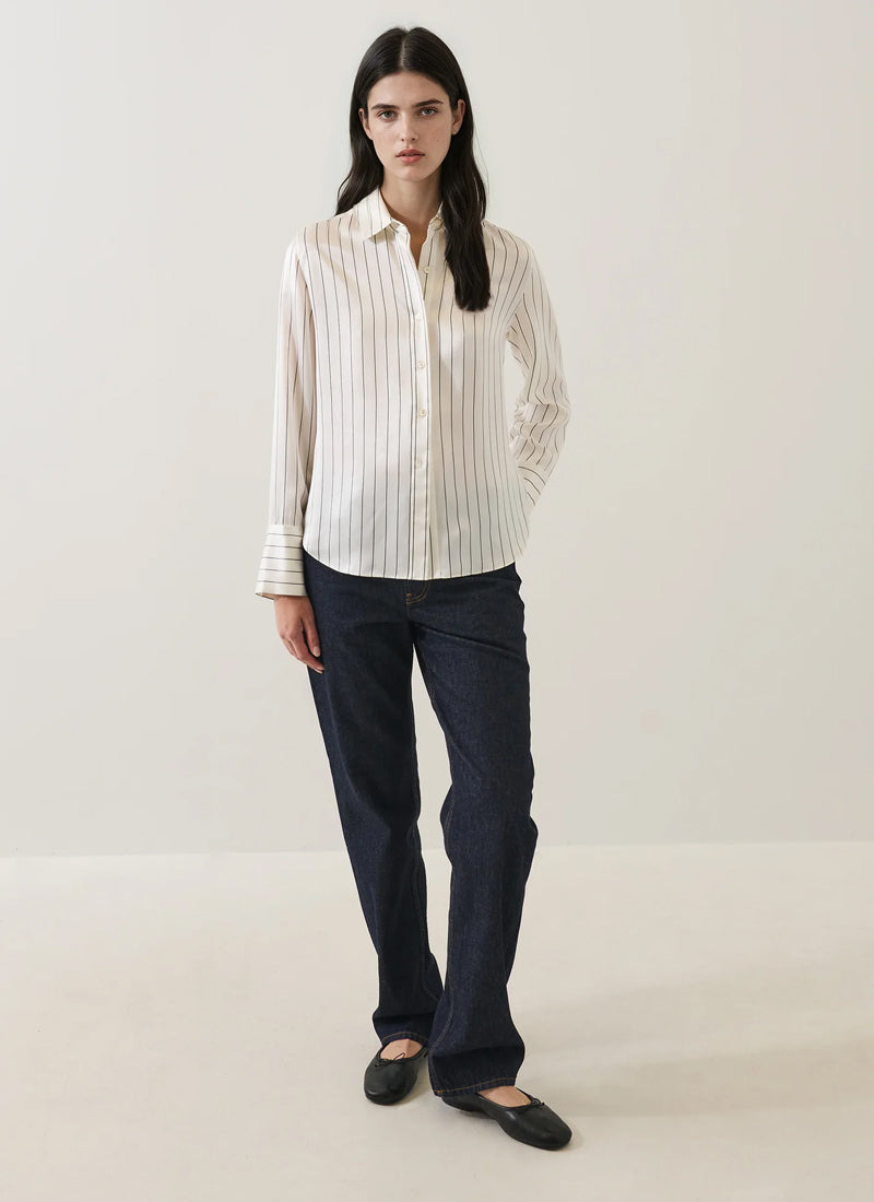 Long Sleeve Silk Satin Relaxed Shirt