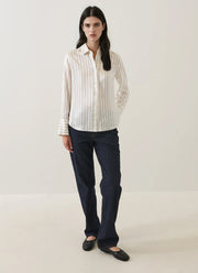 Long Sleeve Silk Satin Relaxed Shirt