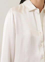 Long Sleeve Silk Satin Relaxed Shirt