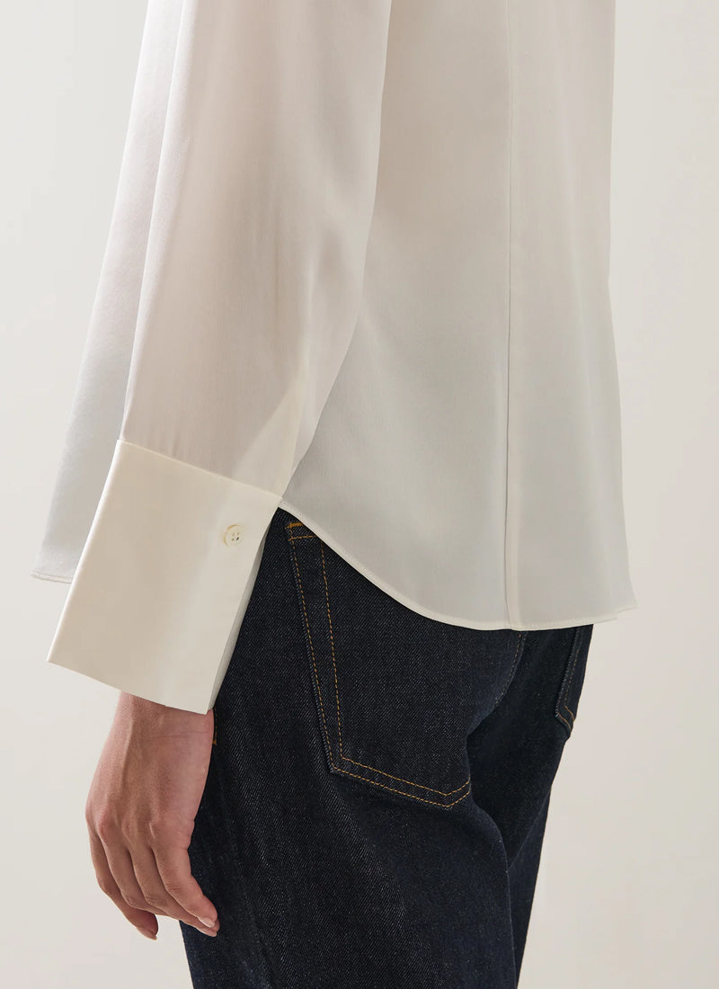 Long Sleeve Silk Satin Relaxed Shirt