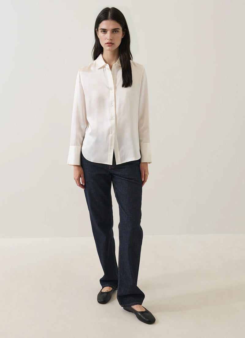Long Sleeve Silk Satin Relaxed Shirt