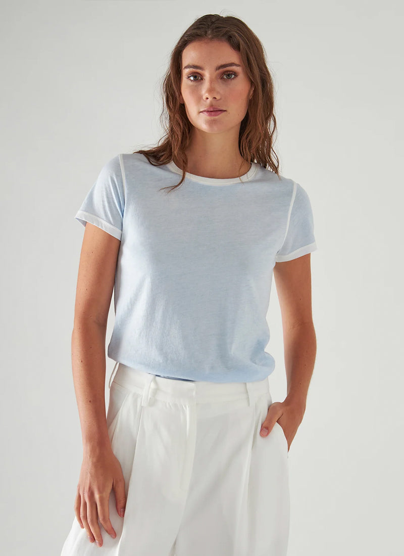 Patrick Assaraf Short Sleeve Pima Classic Reverse Spray Crew Tee