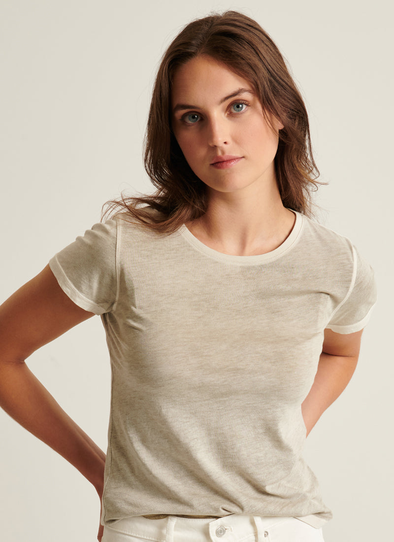 Patrick Assaraf Short Sleeve Pima Classic Reverse Spray Crew Tee