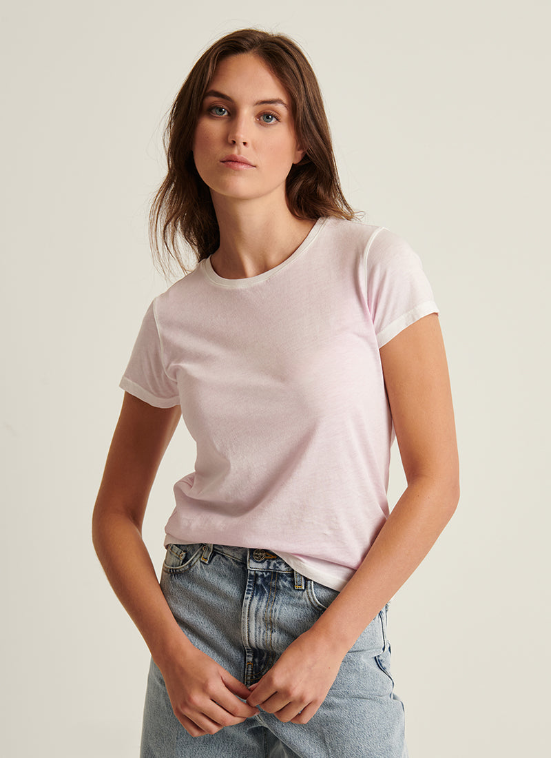 Patrick Assaraf Short Sleeve Pima Classic Reverse Spray Crew Tee