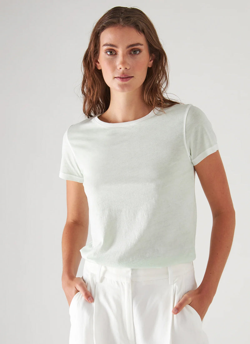 Patrick Assaraf Short Sleeve Pima Classic Reverse Spray Crew Tee