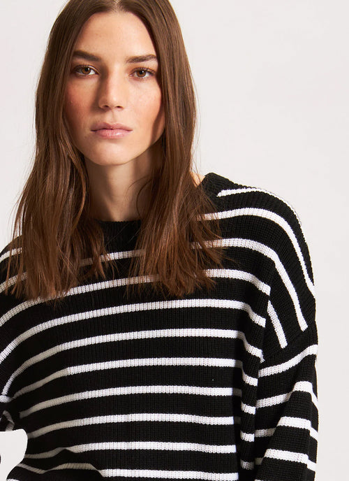 Patrick Assaraf Oversided Stripe Crew Sweater