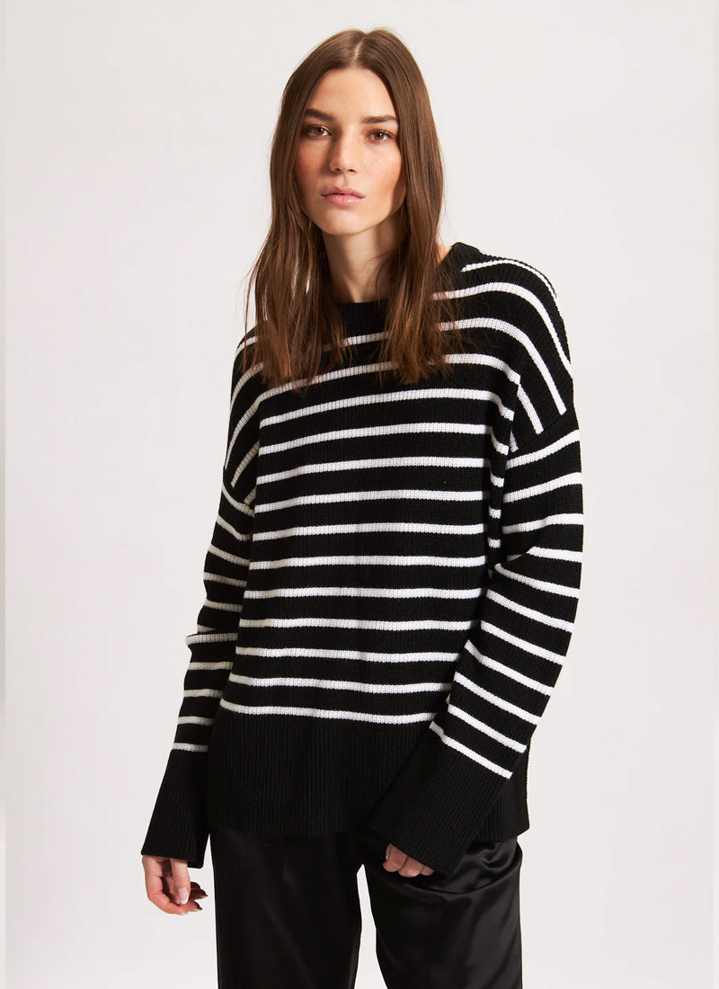 Patrick Assaraf Oversided Stripe Crew Sweater