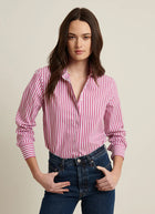 Patrick Assaraf Cotton Stretch Stripe Relaxed Shirt