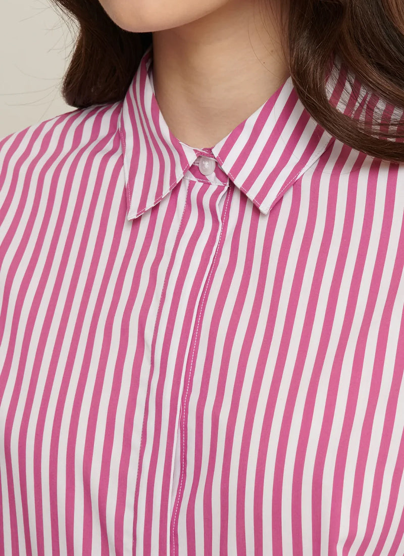 Patrick Assaraf Cotton Stretch Stripe Relaxed Shirt