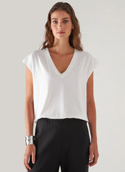 Patrick Assaraf Pima Cotton Stretch Dolman V-Neck T-Shirt