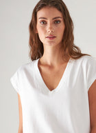 Patrick Assaraf Pima Cotton Stretch Dolman V-Neck T-Shirt