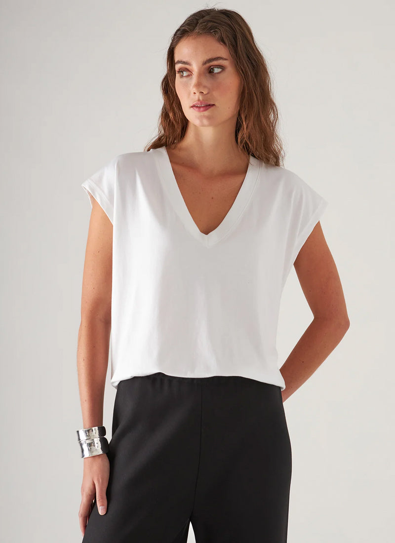 Patrick Assaraf Pima Cotton Stretch Dolman V-Neck T-Shirt