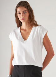 Patrick Assaraf Pima Cotton Stretch Dolman V-Neck T-Shirt