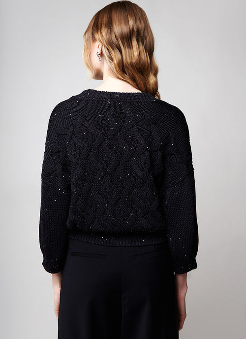 Peserico Cotton Open Cardigan with Sequins