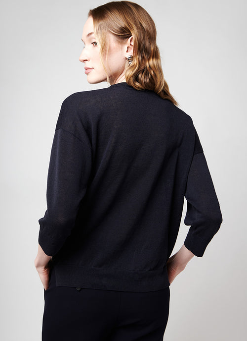 Peserico Crewneck Sweater with Brilliant V Detail
