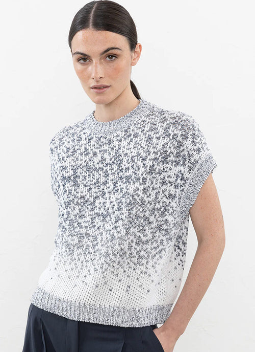 Peserico Cap Sleeve Short-Sleeve Knit with Lurex Detail