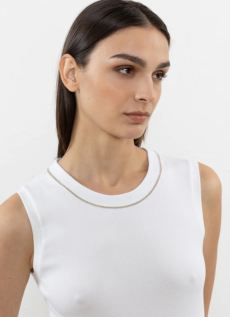 Peserico Rib Jersey Tank with Brilliant Detail
