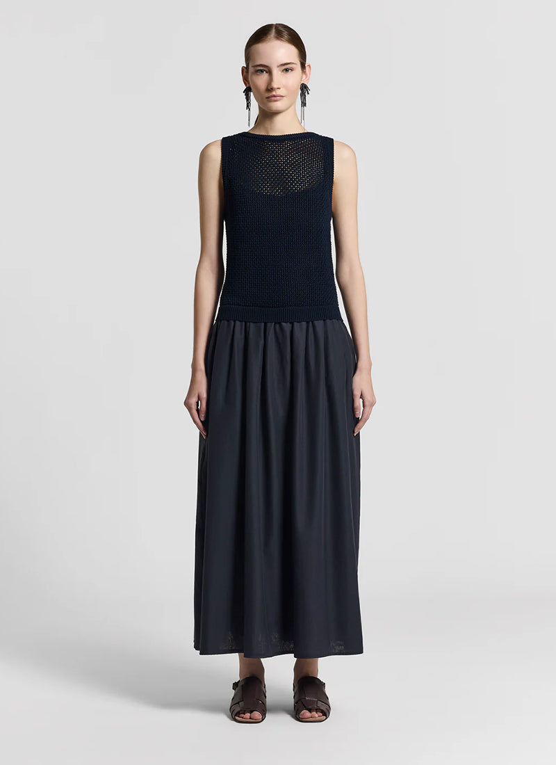 Peserico Bi-Material Cotton Knit Midi Dress