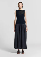 Peserico Bi-Material Cotton Knit Midi Dress