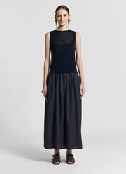 Peserico Bi-Material Cotton Knit Midi Dress