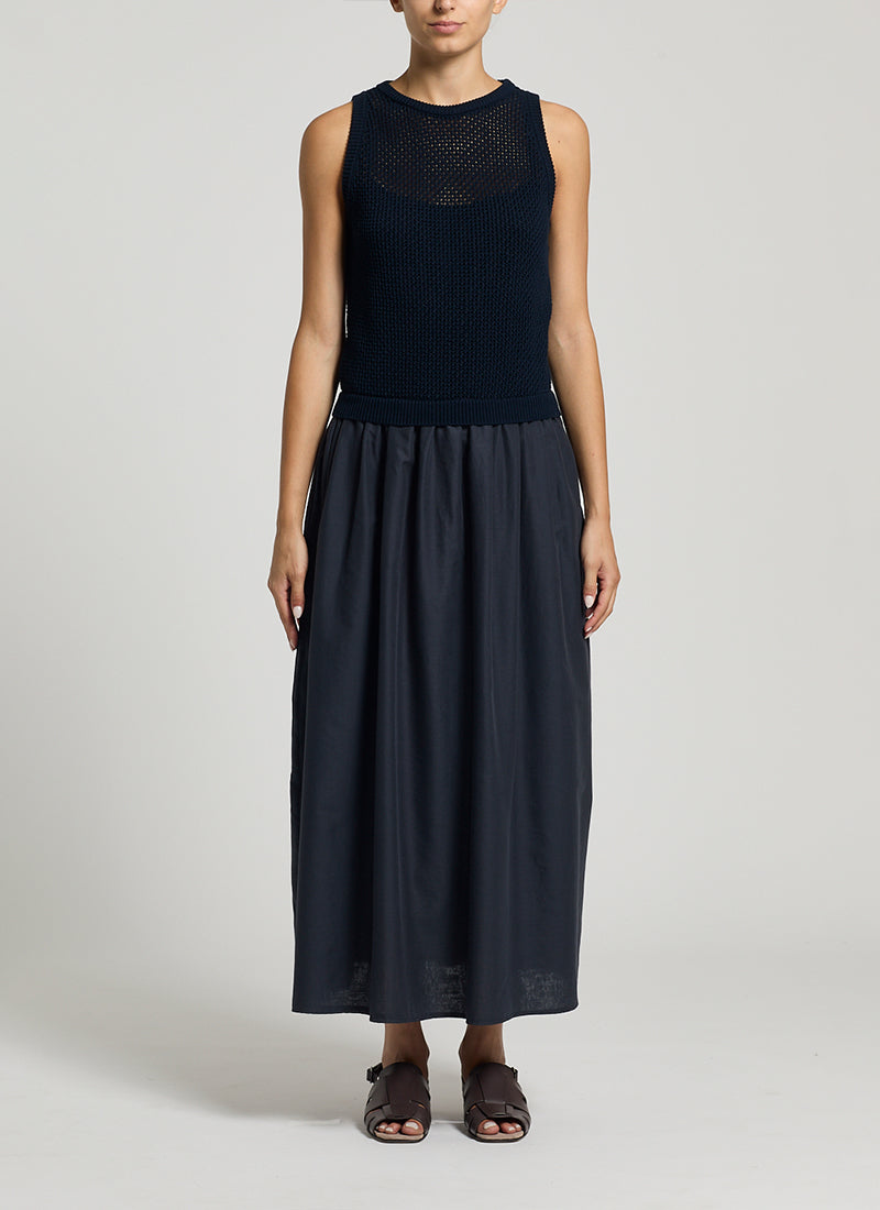 Peserico Bi-Material Cotton Knit Midi Dress