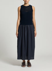 Peserico Bi-Material Cotton Knit Midi Dress
