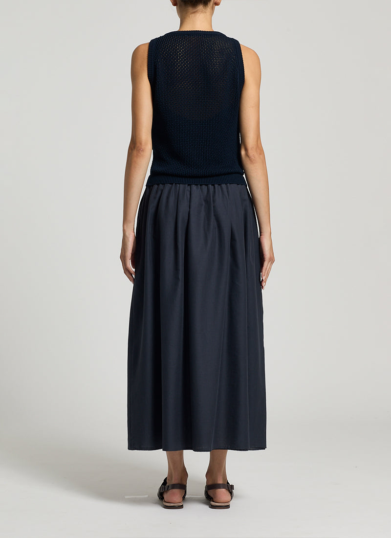 Peserico Bi-Material Cotton Knit Midi Dress