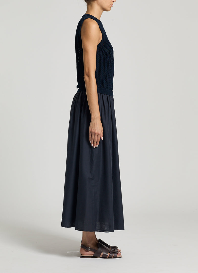 Peserico Bi-Material Cotton Knit Midi Dress