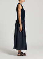 Peserico Bi-Material Cotton Knit Midi Dress