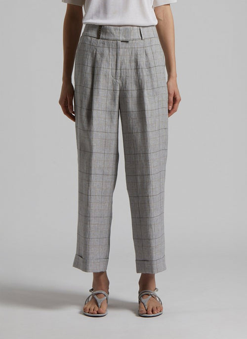 Peserico Glen Check Linen Trousers