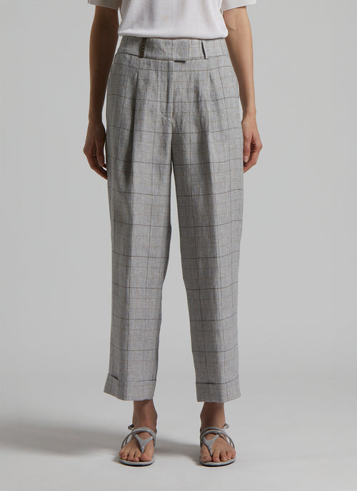 Glen Check Linen Trousers