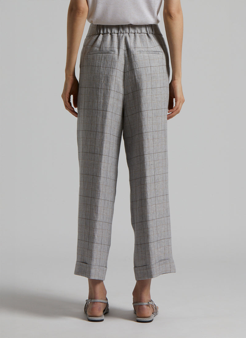 Peserico Glen Check Linen Trouser