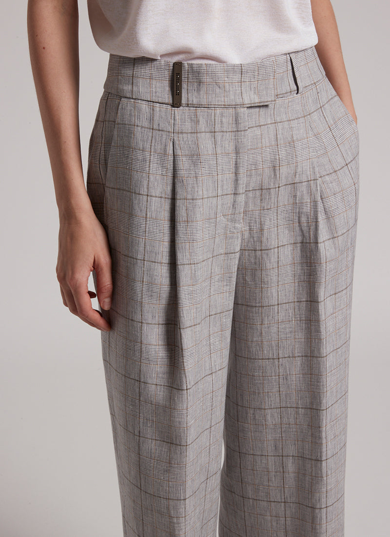Peserico Glen Check Linen Trouser