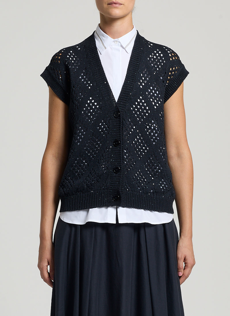 Peserico Micro Sequin Sleeveless Cardigan