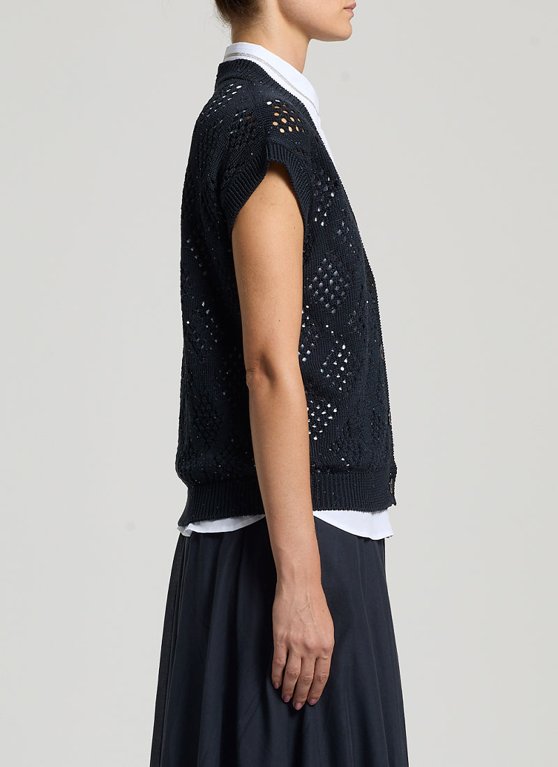 Peserico Micro Sequin Sleeveless Cardigan