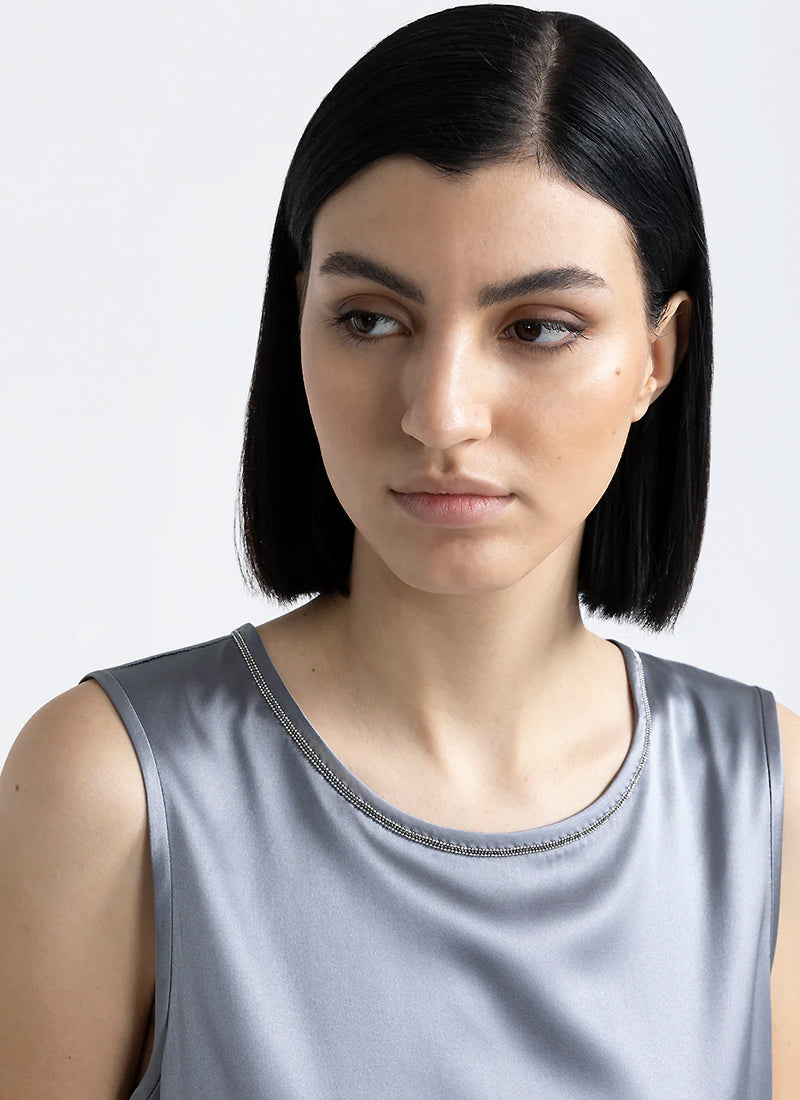Peserico Stretch Satin Silk Shell Top