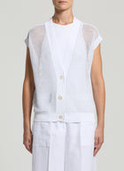 Crepe Linen Sleeveless Cardigan by Peserico