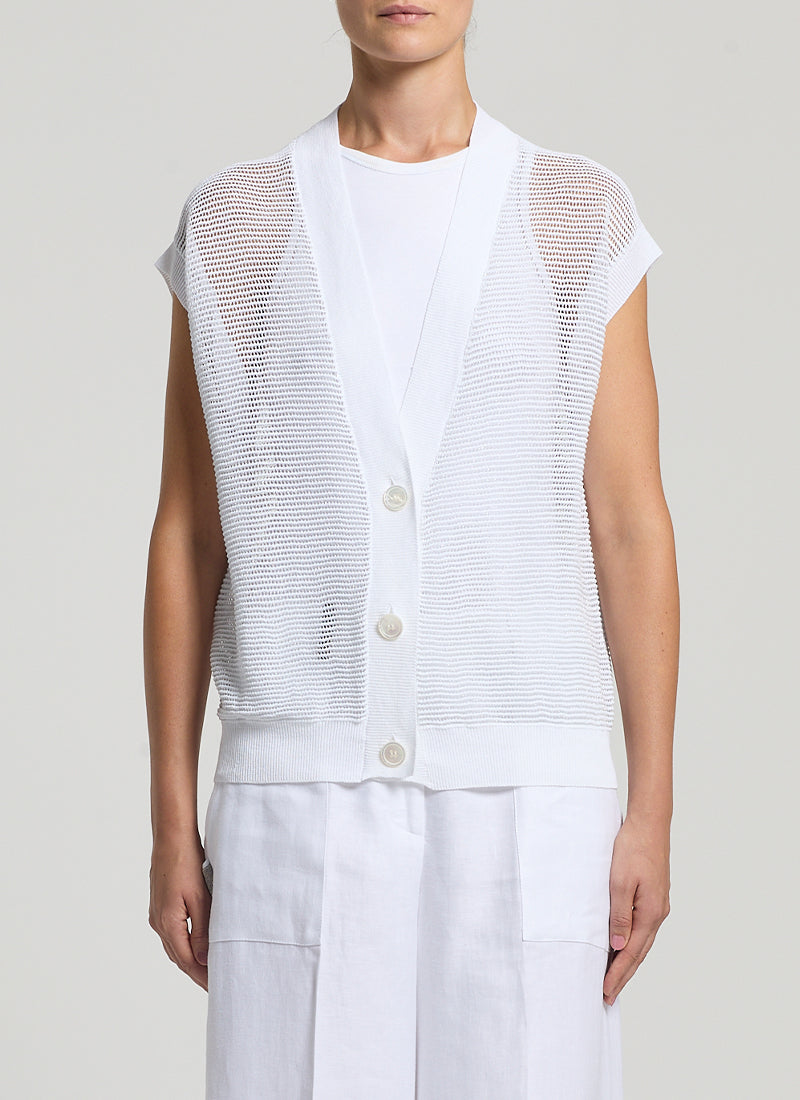 Crepe Linen Sleeveless Cardigan by Peserico