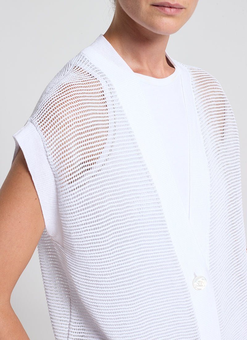 Crepe Linen Sleeveless Cardigan by Peserico