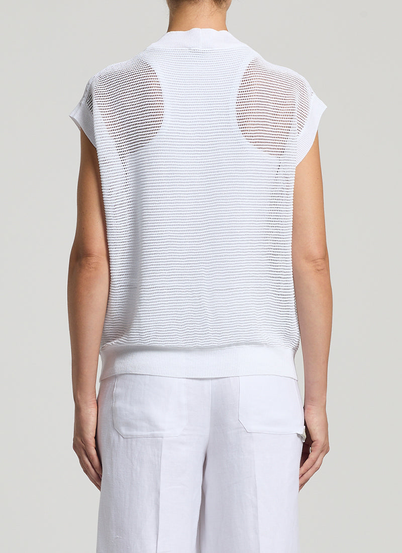 Crepe Linen Sleeveless Cardigan by Peserico