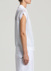 Crepe Linen Sleeveless Cardigan by Peserico