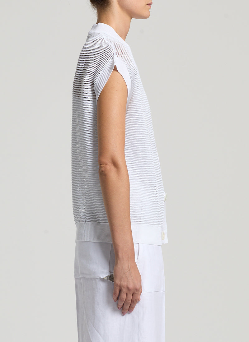 Crepe Linen Sleeveless Cardigan by Peserico
