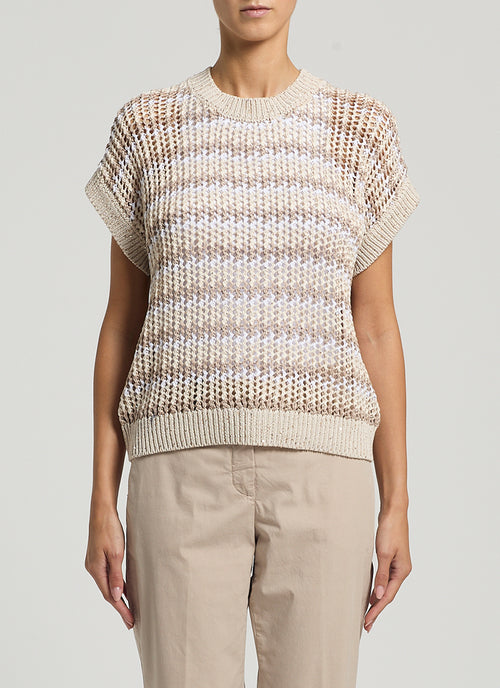 Sequin Tricot Cotton Sweater by Peserico