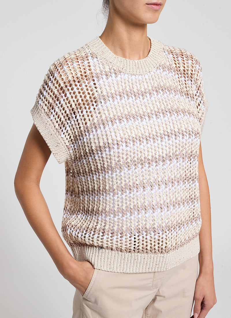 Sequin Tricot Cotton Sweater by Peserico