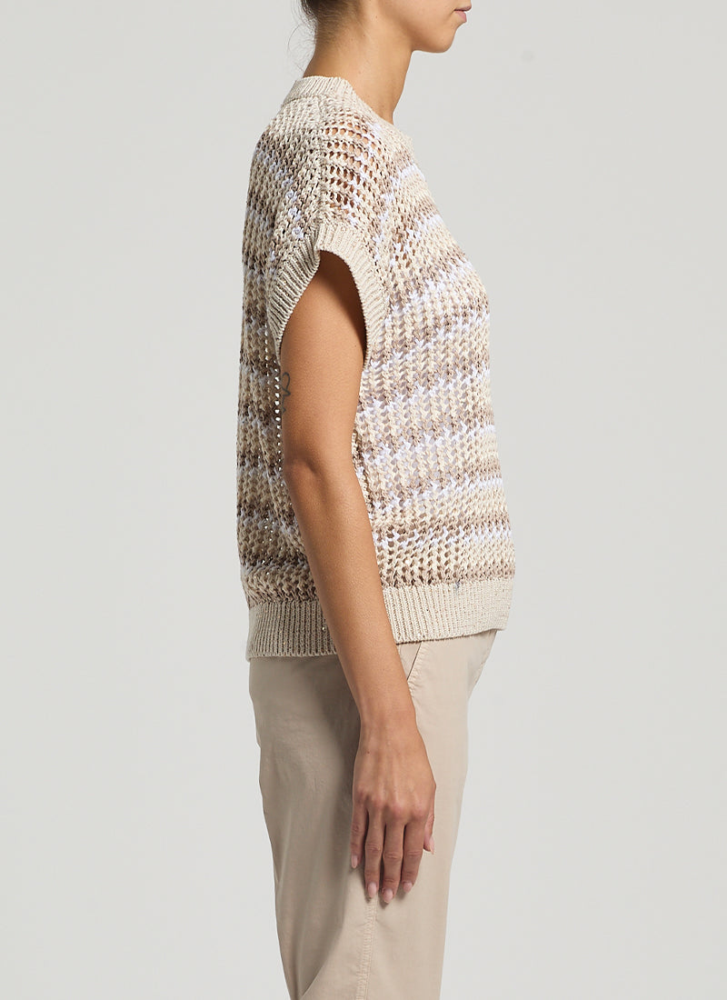 Sequin Tricot Cotton Sweater by Peserico