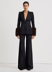 Piped Side-Zip Palazzo Pant