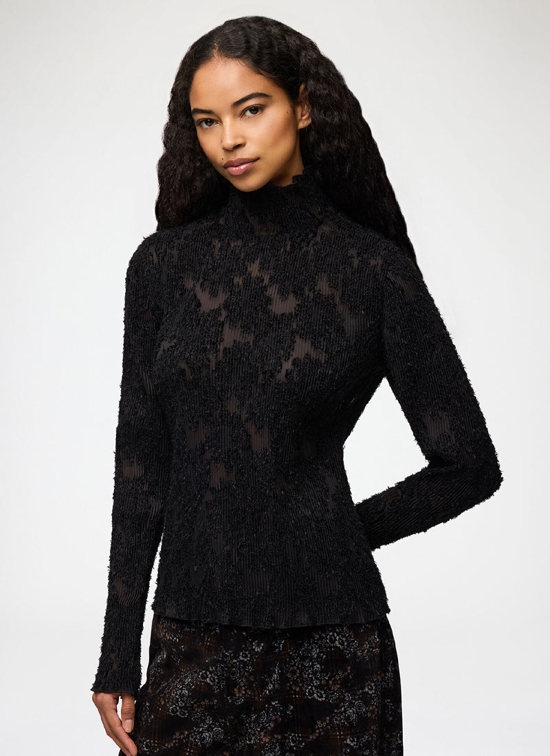 Pleated Fil Coupe Turtleneck