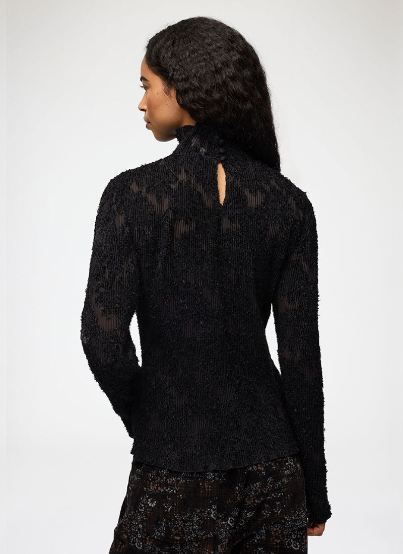 Pleated Fil Coupe Turtleneck